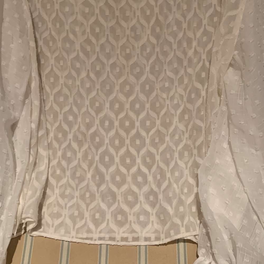 ALICE + OLIVIA JULIUS SILK BLEND BLOUSE PUFFED SLEEVES SWISS DOT DESIGN SIZE M - Picture 12 of 14